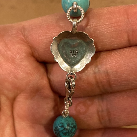 Genuine Arizona Turquoise Hand Knotted Candy Necklace w/ Turquoise Heart Clasp - Picture 11 of 16